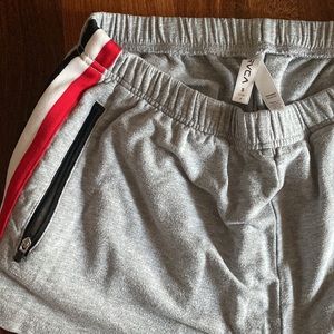 Retro RVCA lounge shorts with zipper pockets